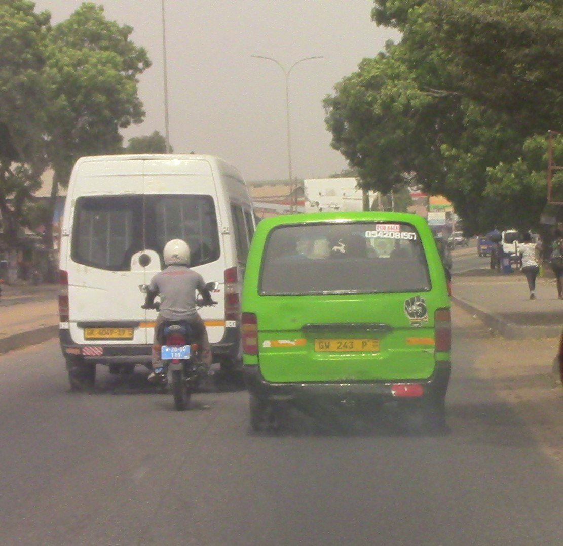 A trotro minibus on a street in Accra, Ghana