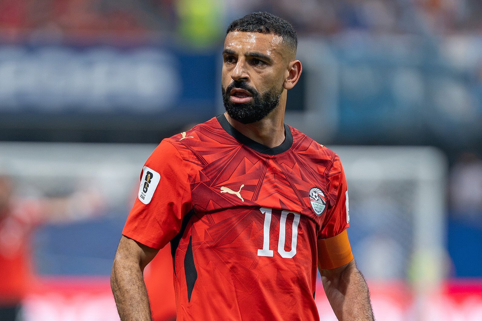 Mohamed Salah in Egypt's red number 10 shirt during a match