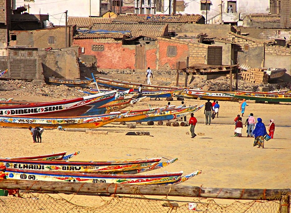 Traditional fishing pirogues on the coast of Senegal