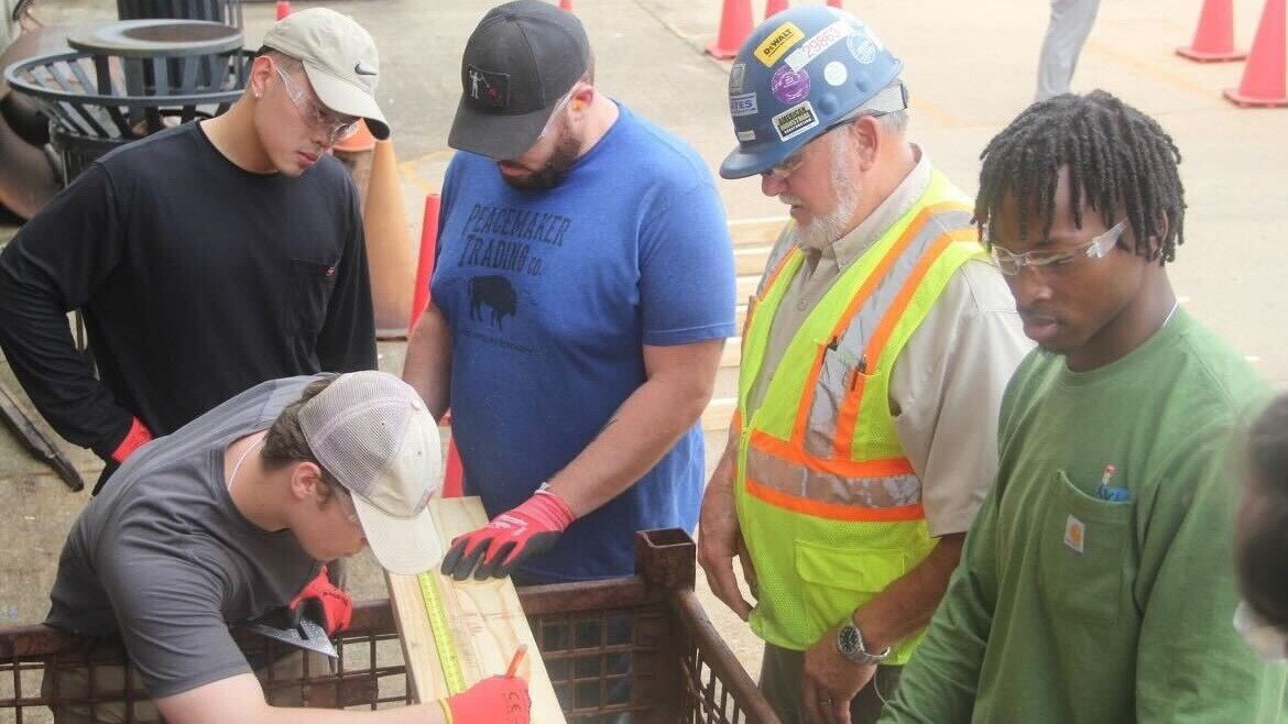 Workers taking part in training related to Amazon data center construction and operations