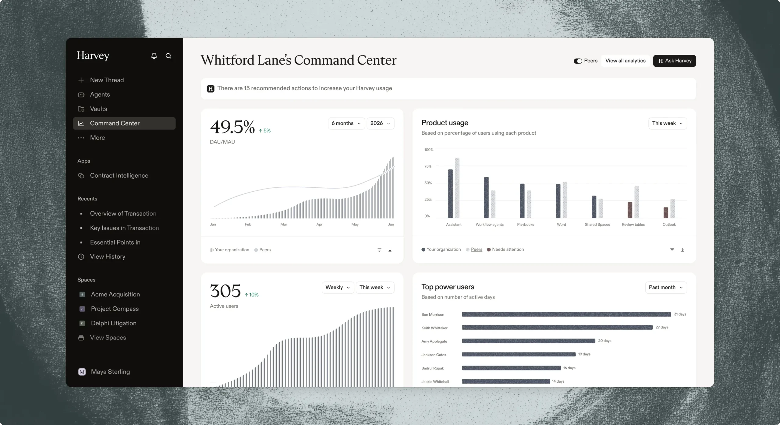 Harvey AI legal software interface