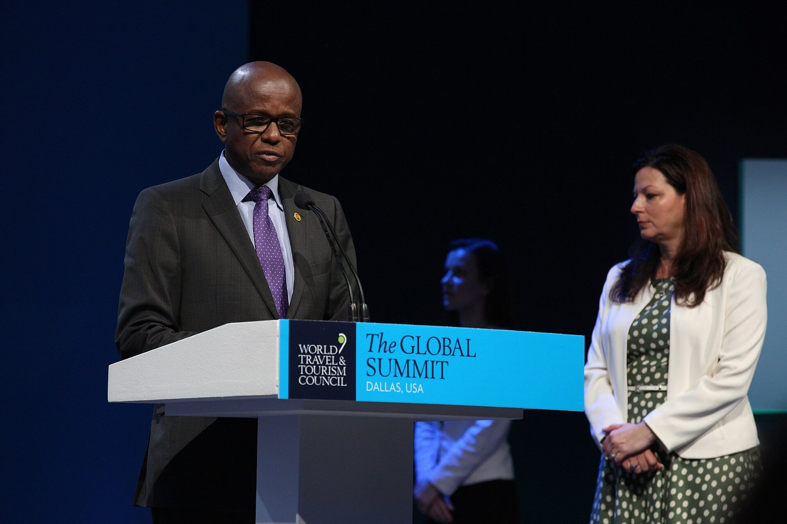 Hugh Riley is the Secretary General of the Caribbean Tourism Organization and Cathy Tull, Senior Vice President of Marketing, Las Vegas Visitors Burea